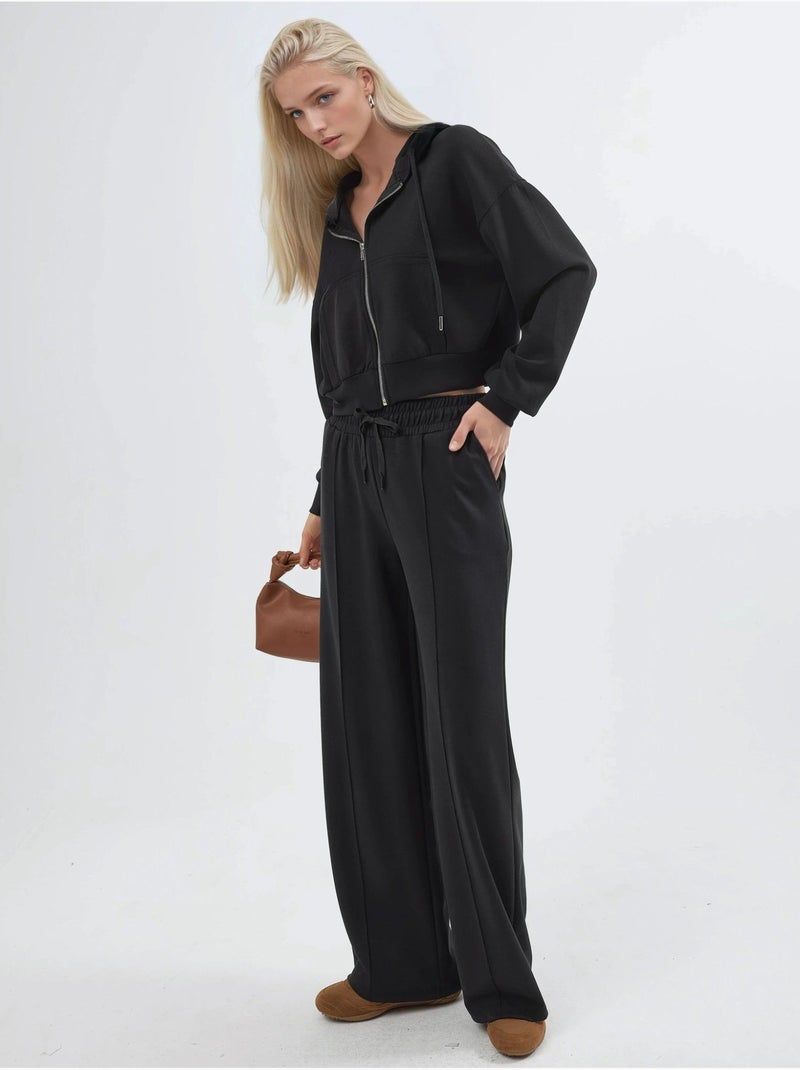 Pantalon droit à taille élastique busem Noir - Kiabi
