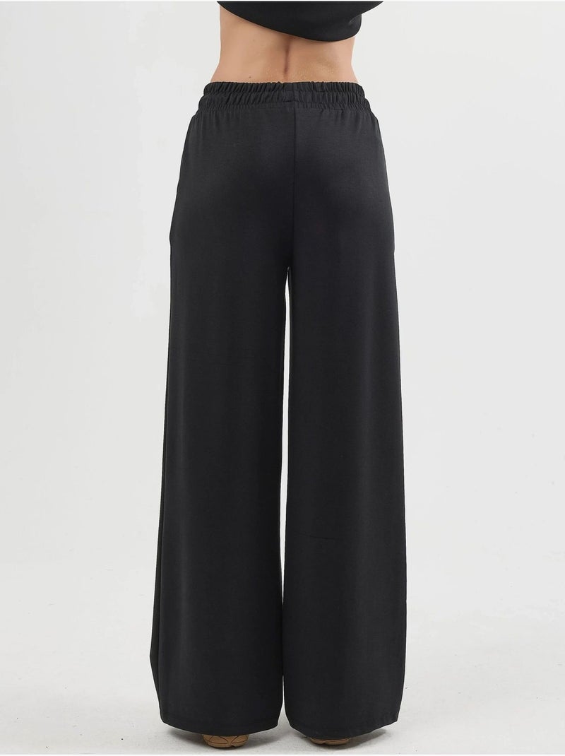 Pantalon droit à taille élastique busem Noir - Kiabi