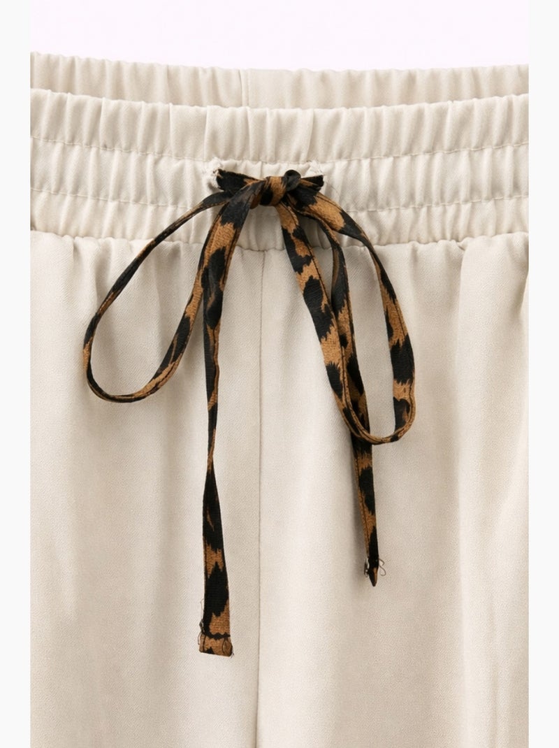 Pantalon droit à taille élastique mixray Sable - Kiabi