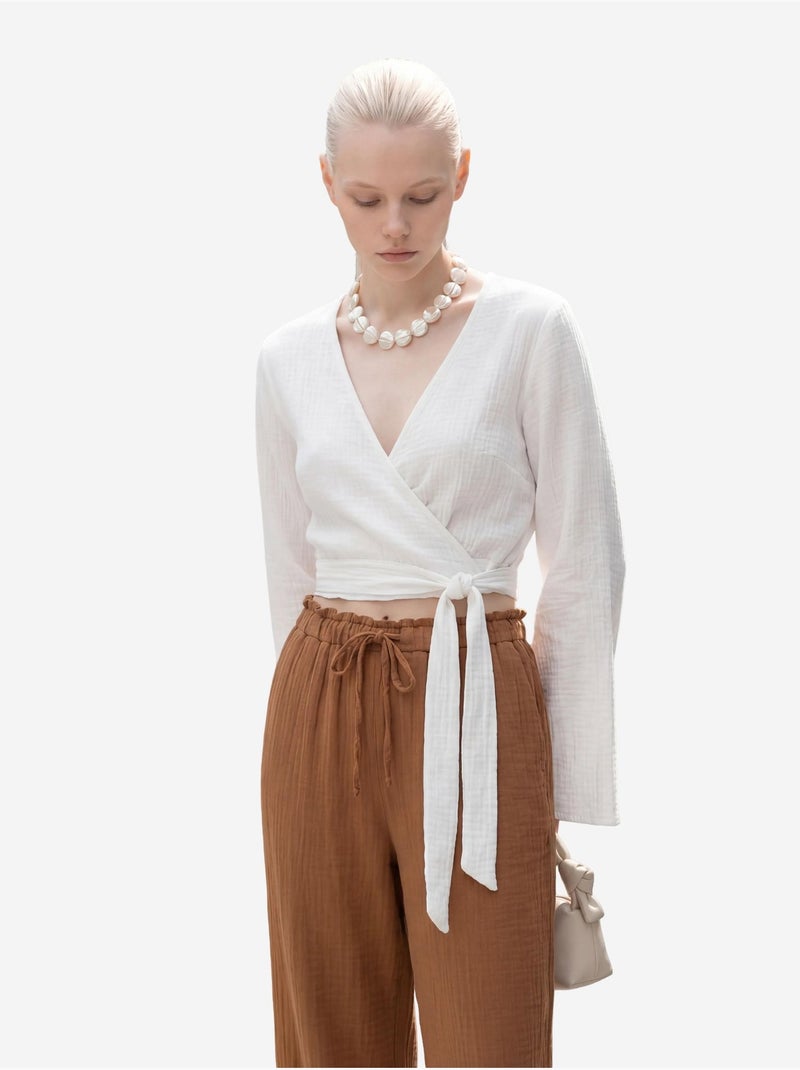 Pantalon droit à taille élastique my fashion Marron clair - Kiabi