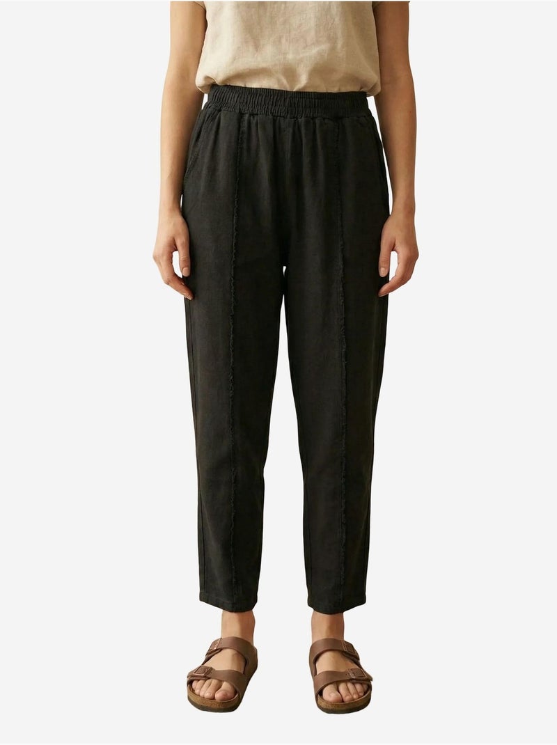 Pantalon droit à taille élastique my fashion Noir - Kiabi
