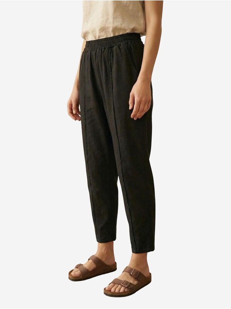 Pantalon droit à taille élastique my fashion Noir - Kiabi