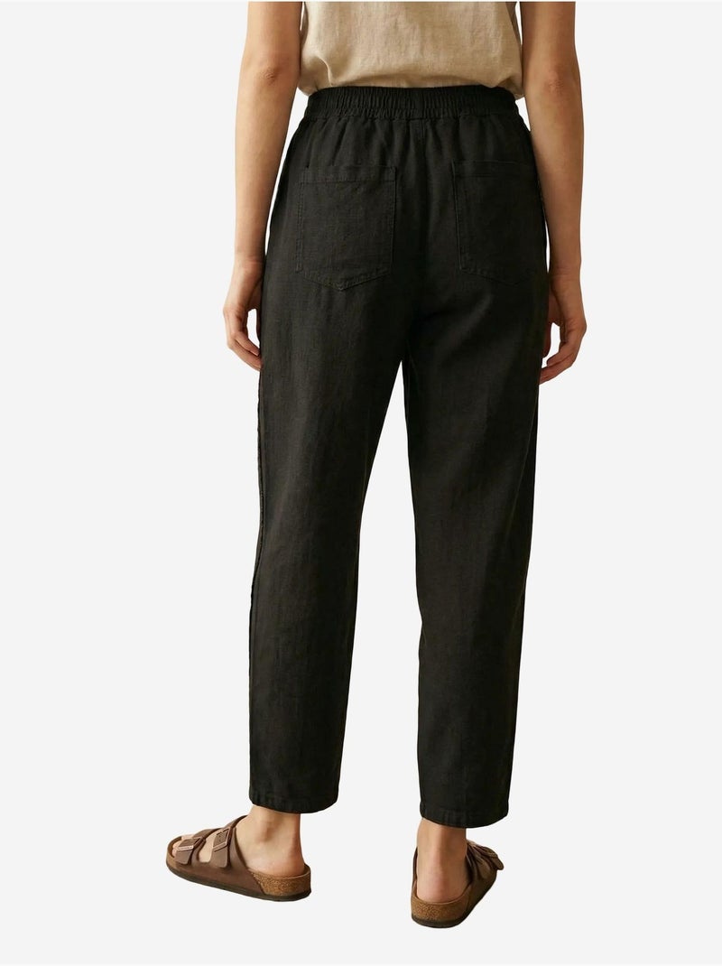 Pantalon droit à taille élastique my fashion Noir - Kiabi