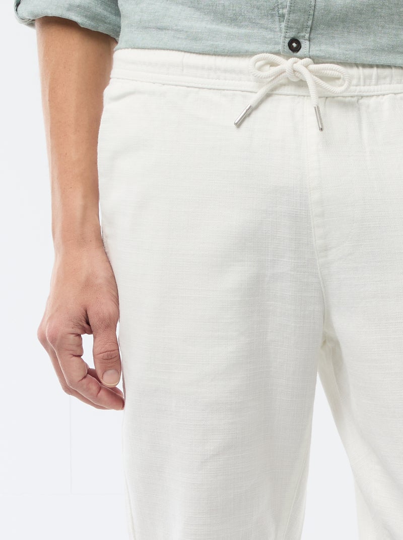 Pantalon droit à taille élastiquée Blanc - Kiabi