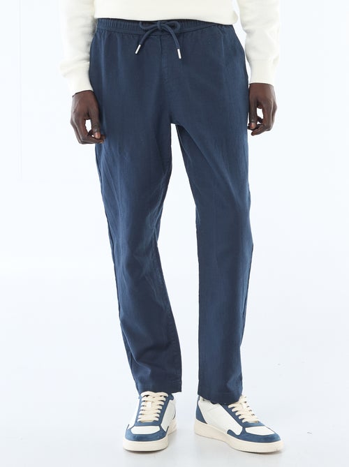 Pantalon droit à taille élastiquée - Kiabi