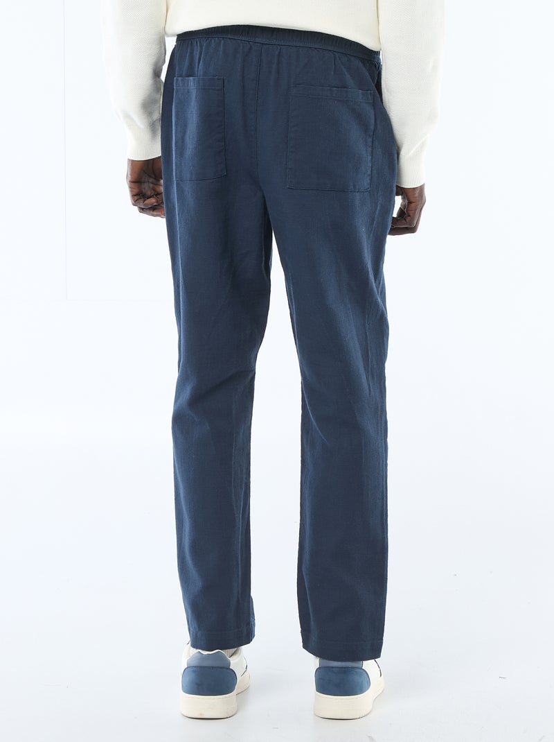 Pantalon droit à taille élastiquée Bleu marine - Kiabi