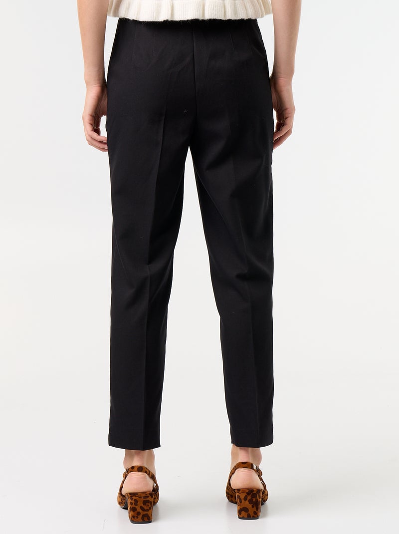 Pantalon droit à taille haute Noir - Kiabi