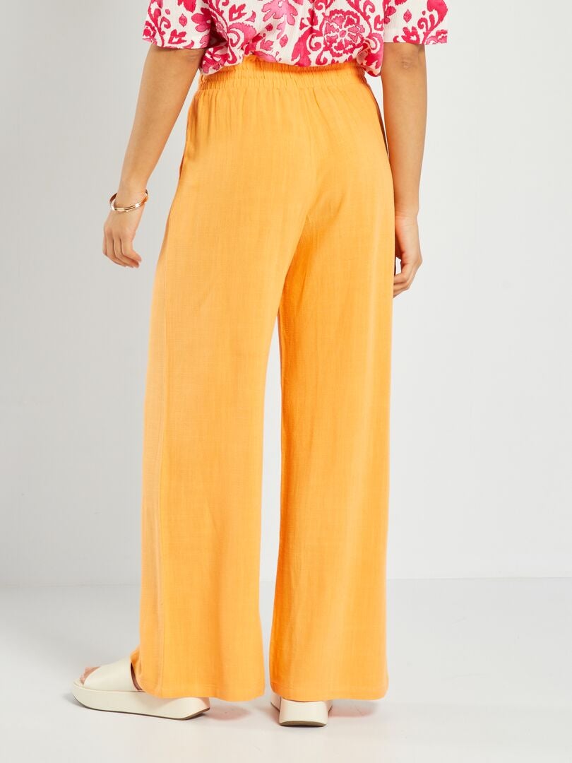 Pantalon droit à taille haute Orange - Kiabi