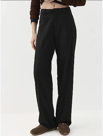 Pantalon droit à taille normale avec fermeture à boutons