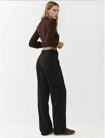 Pantalon droit à taille normale avec fermeture à boutons