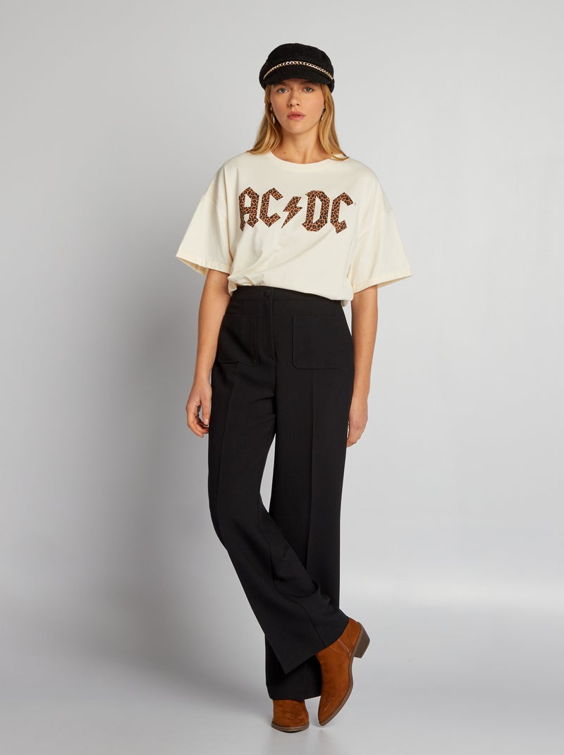 Pantalon droit avec 2 poches plaquées noir - Kiabi