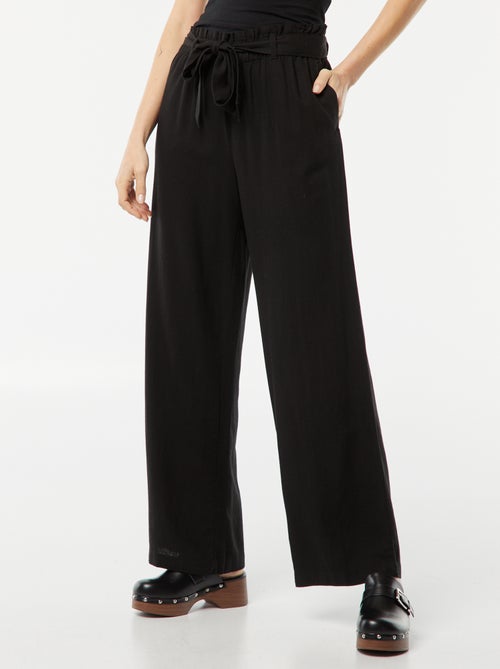 Pantalon droit avec ceinture à nouer à la taille - Kiabi