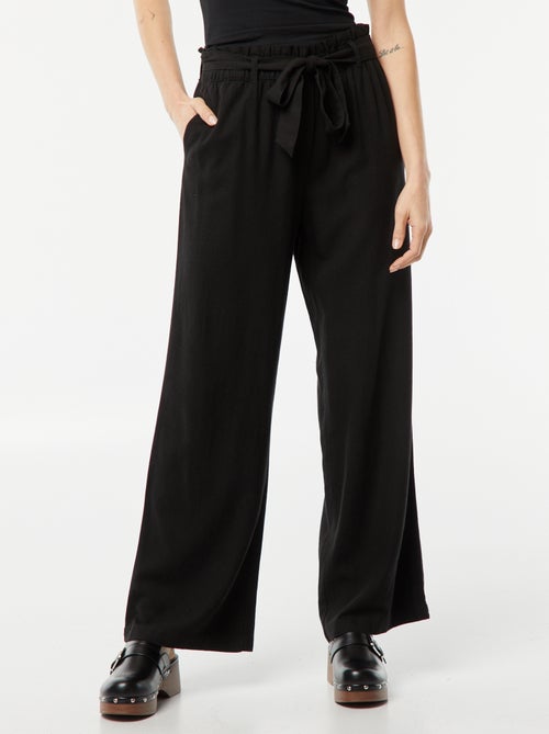 Pantalon droit avec ceinture à nouer à la taille - Kiabi