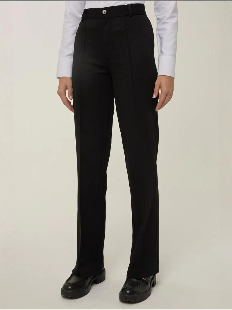 Pantalon droit avec coutures détaillées Noir - Kiabi