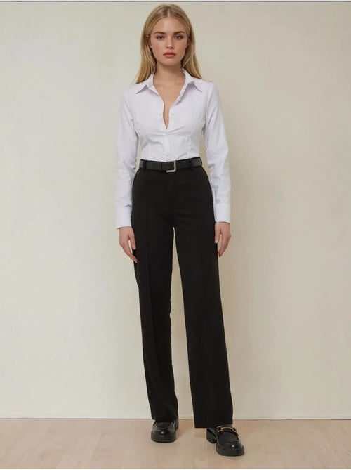 Pantalon droit avec coutures détaillées - Kiabi