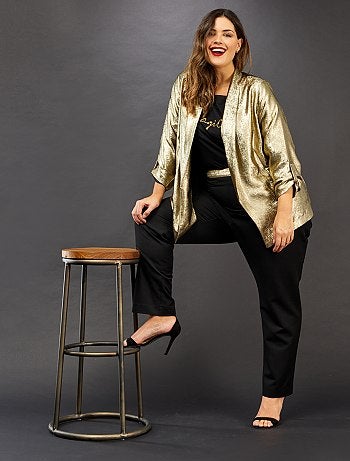 Pantalon droit avec détails dorés - Kiabi