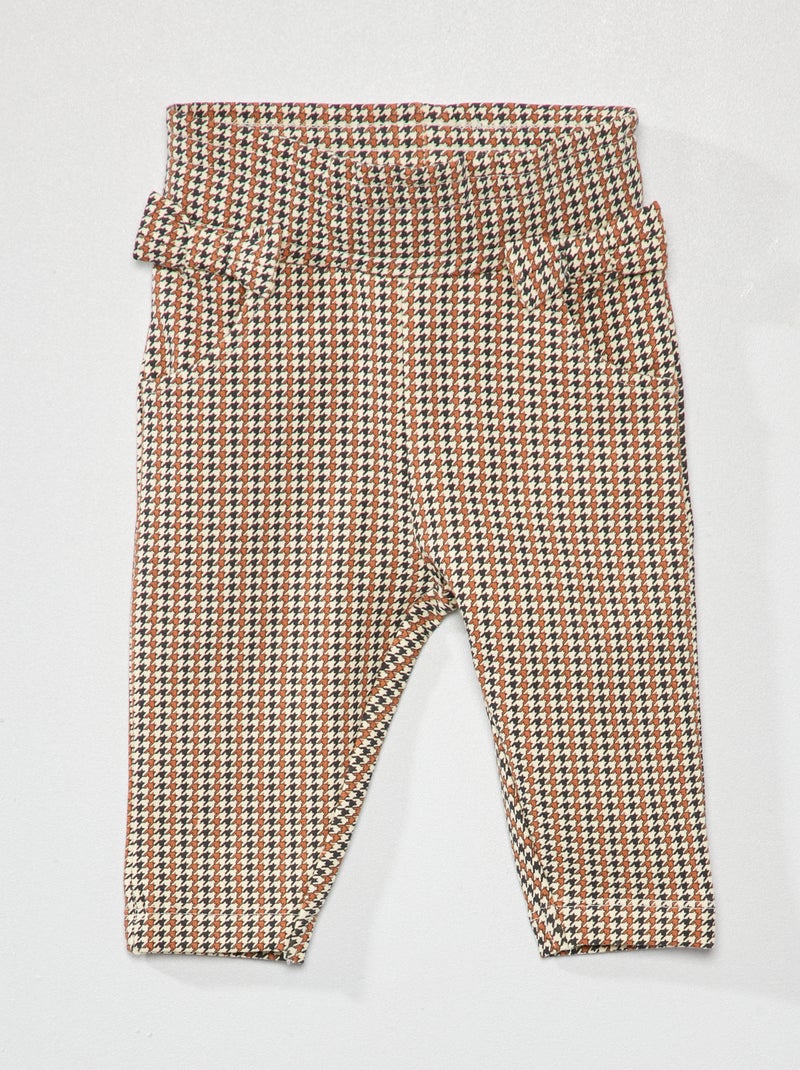 Pantalon droit avec motif 'pied de poule' marron - Kiabi