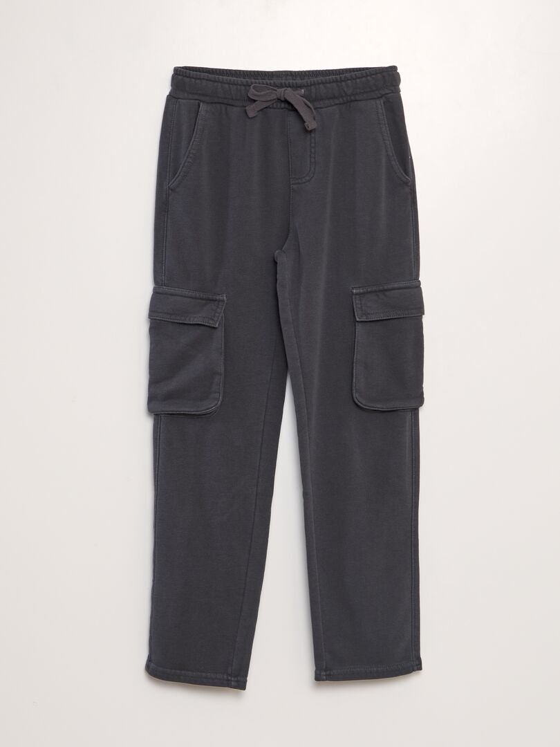 Pantalon droit avec poches à rabat Noir - Kiabi