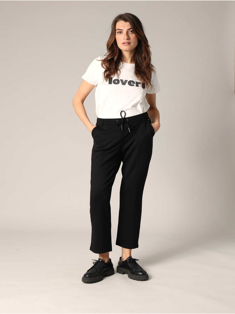 Pantalon droit avec poches italiennes 'Deeluxe' Noir - Kiabi
