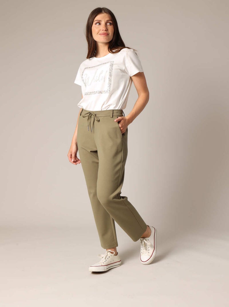 Pantalon droit avec poches italiennes 'Deeluxe' Vert kaki clair - Kiabi