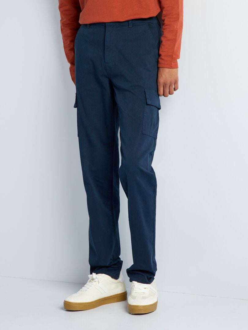 Pantalon droit avec poches sur les côtés +1m90 - L36 Bleu - Kiabi