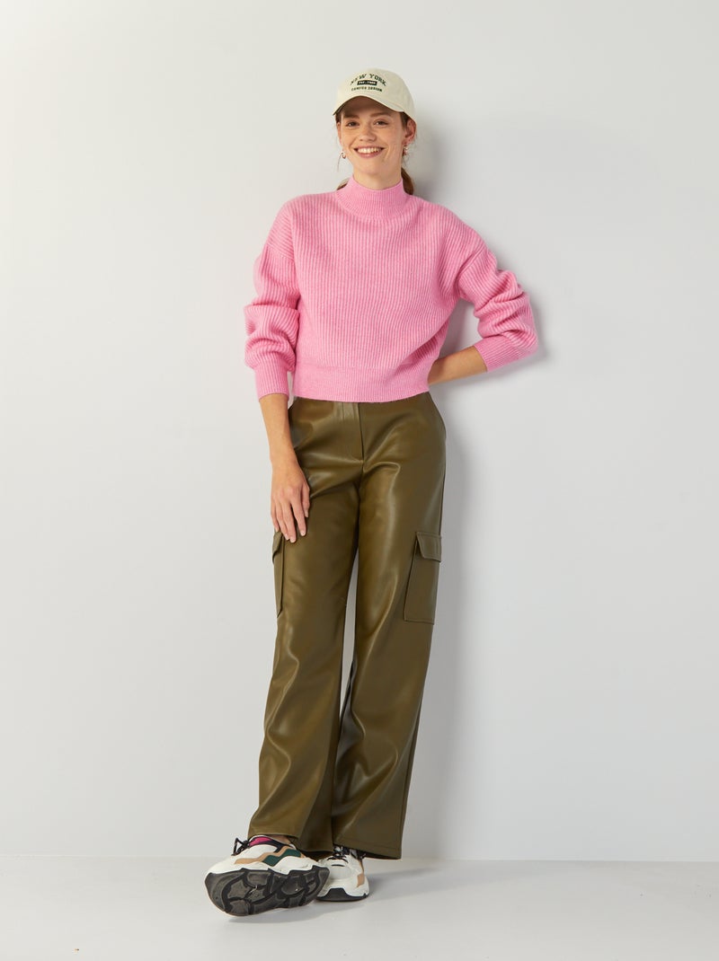 Pantalon droit avec poches sur les côtés Kaki - Kiabi