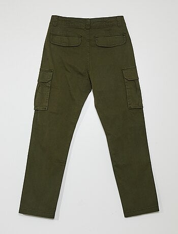 Pantalon cargo droit poches côtés Vert kaki