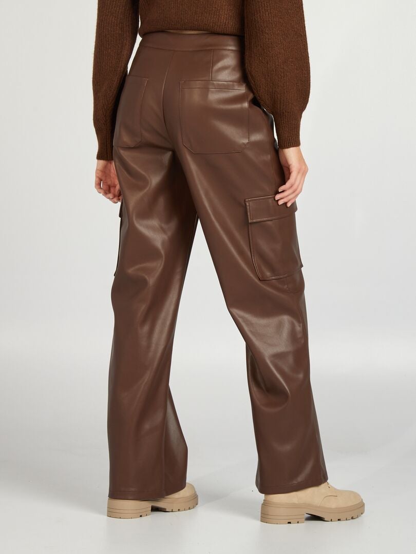 Pantalon droit avec poches sur les côtés Marron - Kiabi