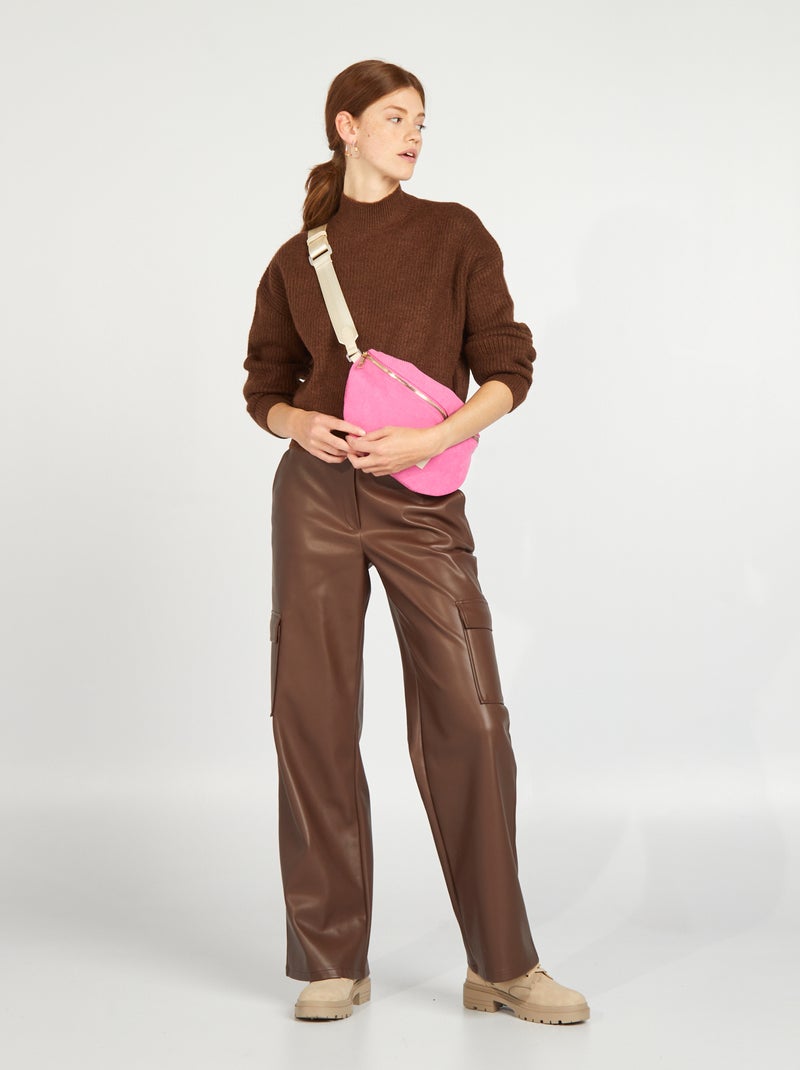 Pantalon droit avec poches sur les côtés Marron - Kiabi