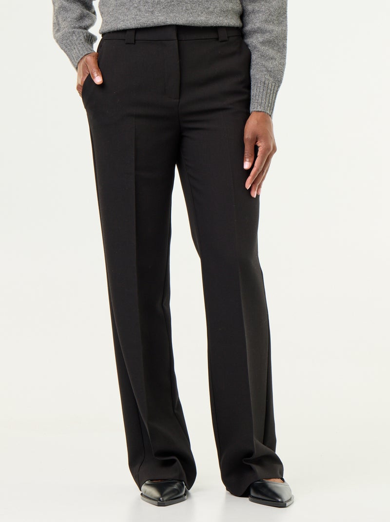 Pantalon droit avec taille ceinturée Noir - Kiabi
