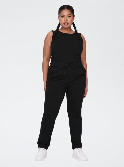 Pantalon droit avec taille élastiquée avec ceinture intégrée et 2 poches - Kiabi