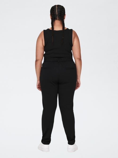 Pantalon droit avec taille élastiquée avec ceinture intégrée et 2 poches - Kiabi