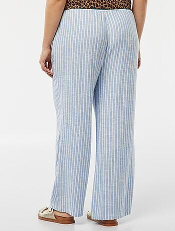 Pantalon droit avec taille élastiquée + liens