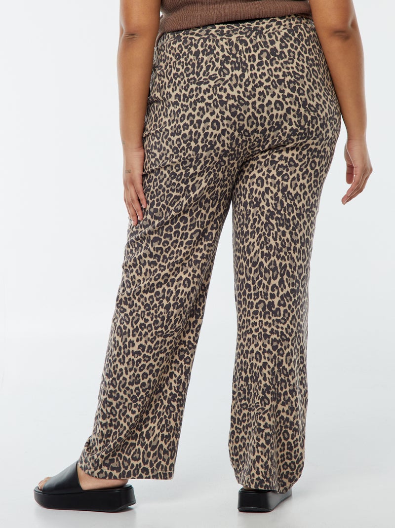 Pantalon droit avec taille élastiquée + liens Marron - Kiabi