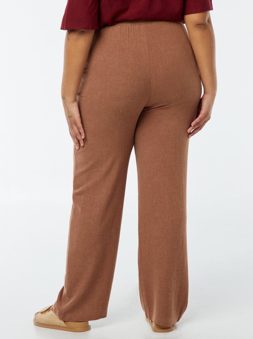 Pantalon droit avec taille élastiquée + liens - Kiabi