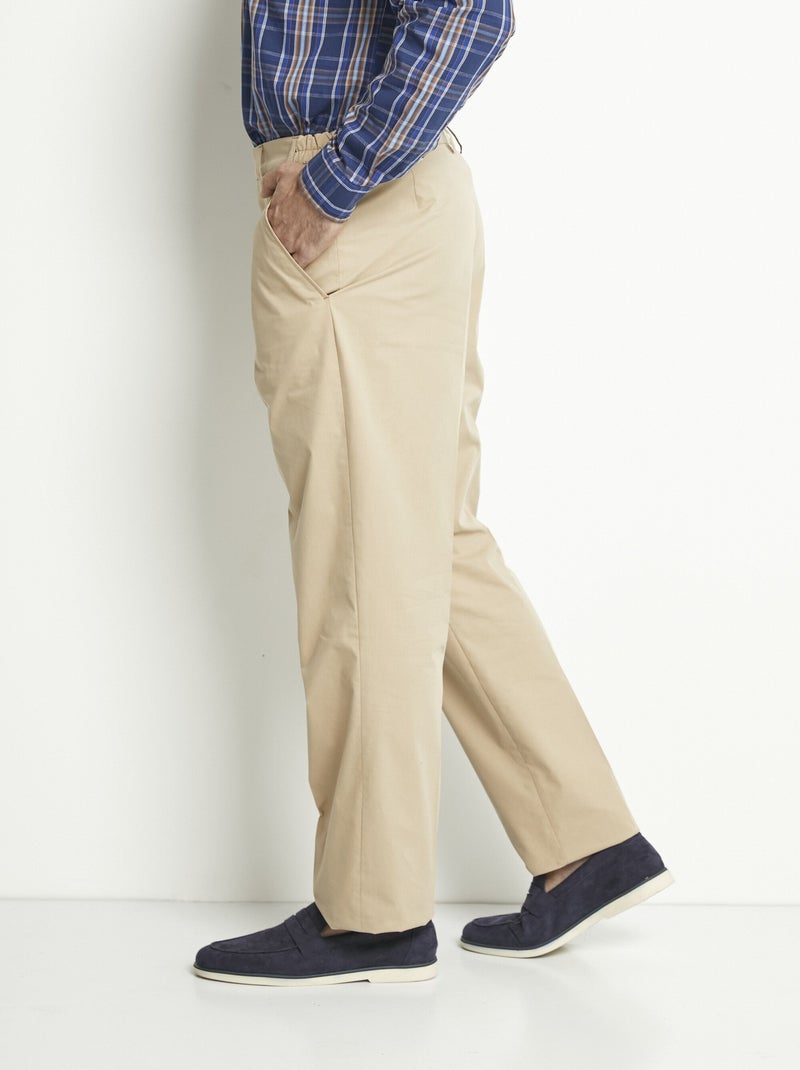 Pantalon droit ceinture élastiquée confort - Afibel Beige - Kiabi