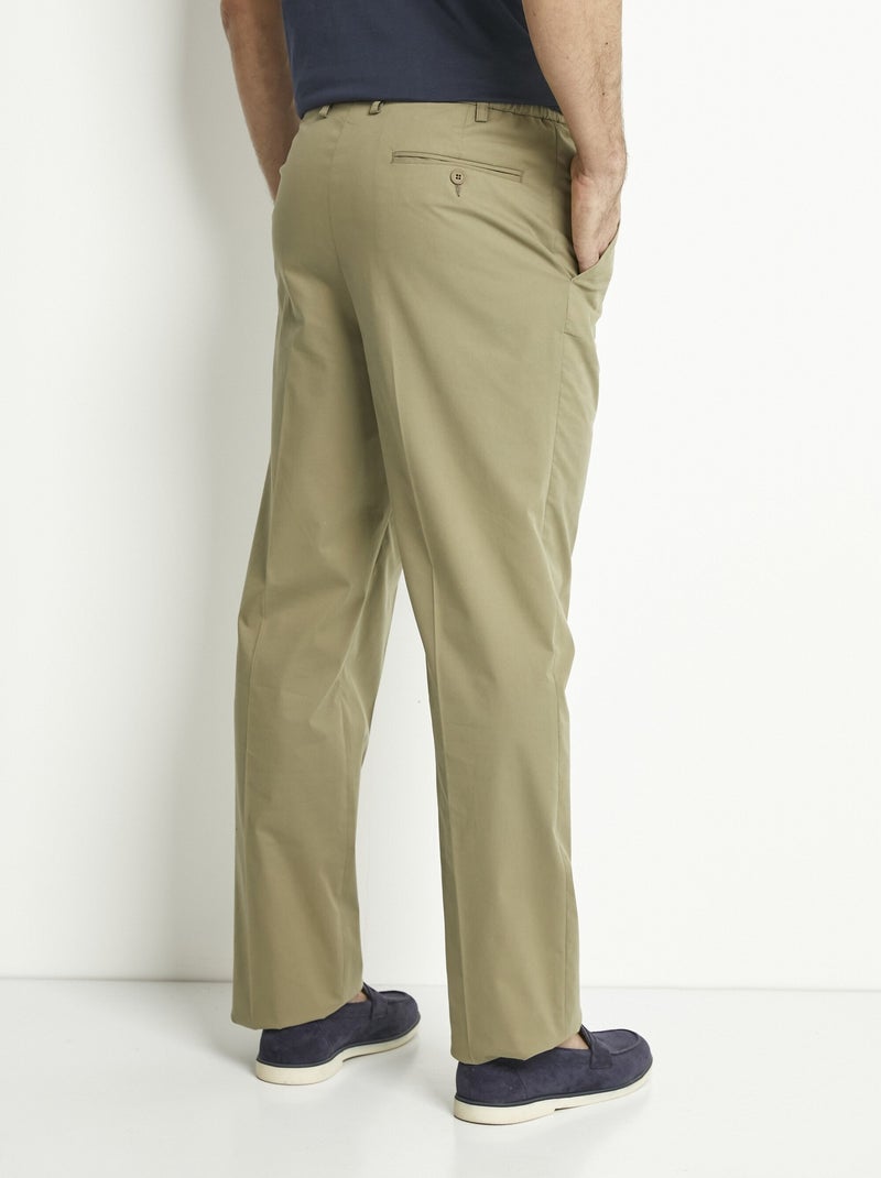 Pantalon droit ceinture élastiquée confort - Afibel Kaki - Kiabi
