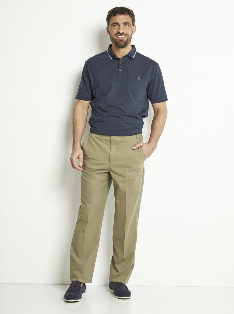 Pantalon droit ceinture élastiquée confort - Afibel Kaki - Kiabi