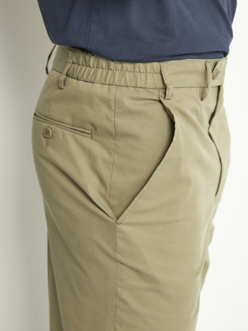 Pantalon droit ceinture élastiquée confort - Afibel Kaki - Kiabi