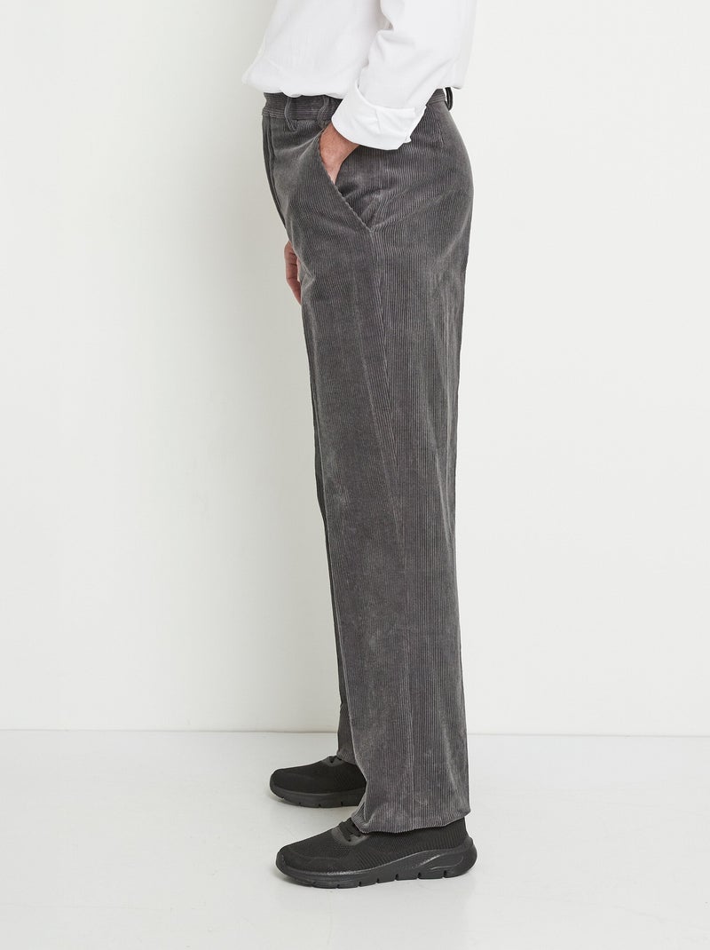 Pantalon droit ceinture élastiquée confort Gris - Kiabi