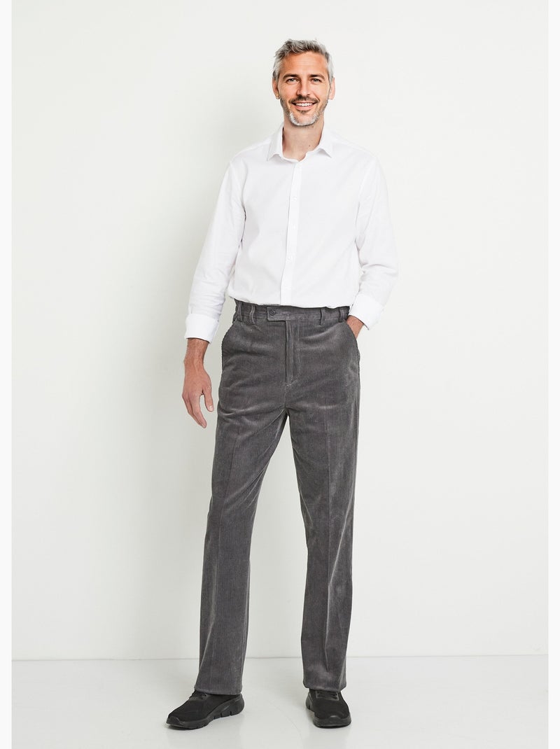Pantalon droit ceinture élastiquée confort Gris - Kiabi
