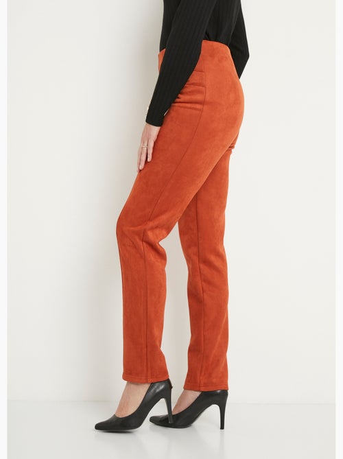 Pantalon droit ceinture élastiquée maille suédée - Afibel - Kiabi