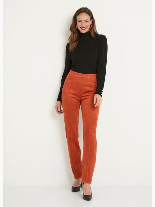 Pantalon droit ceinture élastiquée maille suédée - Afibel - Kiabi