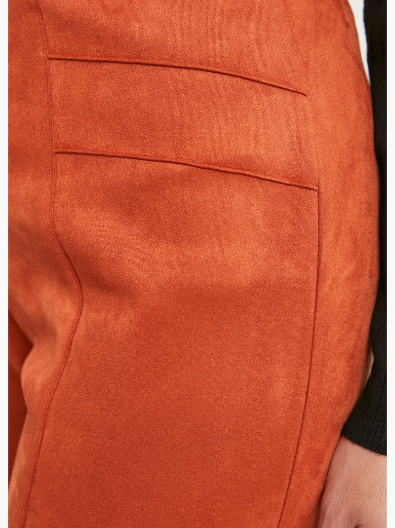 Pantalon droit ceinture élastiquée maille suédée - Afibel Brique - Kiabi