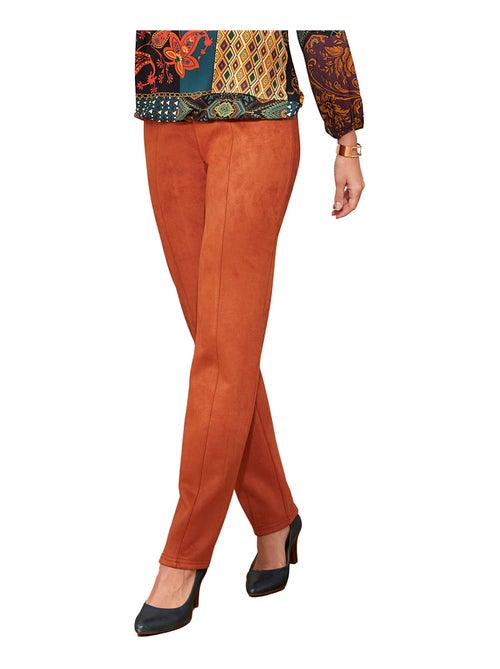 Pantalon droit ceinture élastiquée maille suédée - Afibel - Kiabi