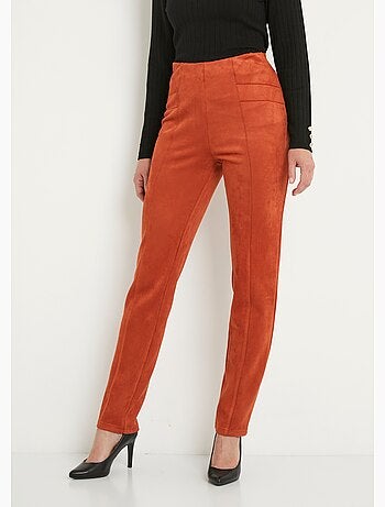 Pantalon droit ceinture élastiquée maille suédée