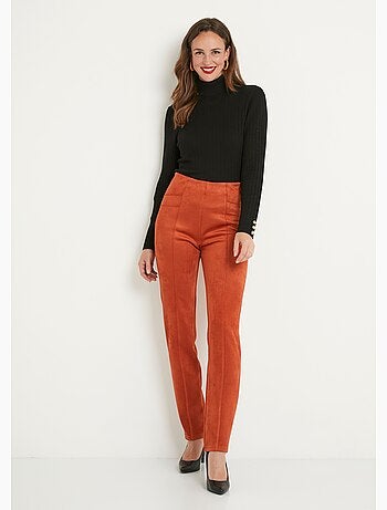 Pantalon droit ceinture élastiquée maille suédée