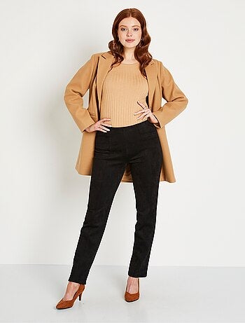 Pantalon droit ceinture élastiquée maille suédée