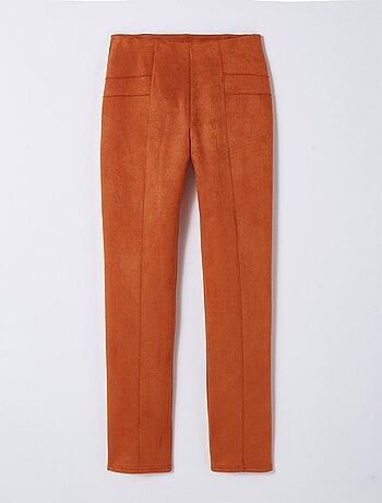 Pantalon droit ceinture élastiquée maille suédée
