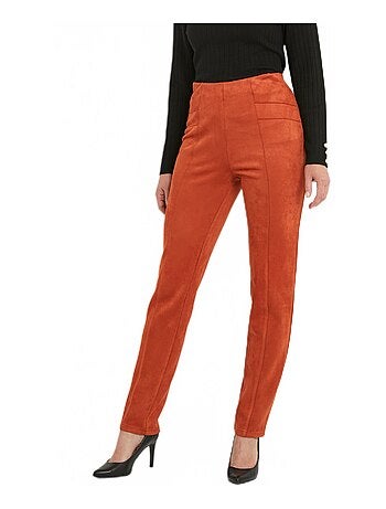 Pantalon droit ceinture élastiquée maille suédée